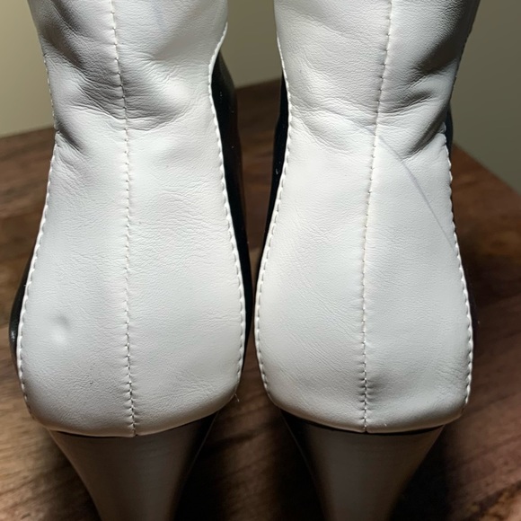 Woman’s black and white high heel booties. Approx 4 1/2 inches high. Pre-owned. - Picture 6 of 8
